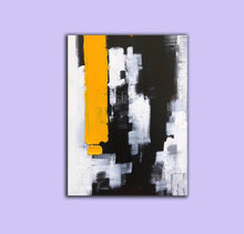 Load image into Gallery viewer, Black White Yellow Abstract Paintings on Canvas Oversized Abstract Art Cp004