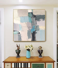 Load image into Gallery viewer, Gray Blue Abstract Painting Minimalist Painting Office Decor Op010
