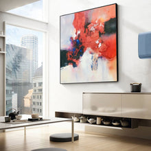 Load image into Gallery viewer, Red Blue Abstract Painting Beige Painting Minimalist Art Op032