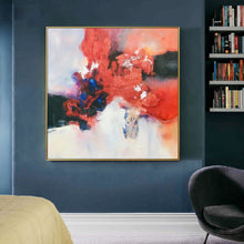 Load image into Gallery viewer, Red Blue Abstract Painting Beige Painting Minimalist Art Op032