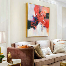Load image into Gallery viewer, Red Blue Abstract Painting Beige Painting Minimalist Art Op032
