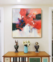 Load image into Gallery viewer, Red Blue Abstract Painting Beige Painting Minimalist Art Op032