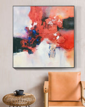 Load image into Gallery viewer, Red Blue Abstract Painting Beige Painting Minimalist Art Op032
