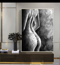 Load image into Gallery viewer, Nude Wall Art Original Black and White Erotic Painting For Bedroom Op002