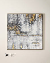 Load image into Gallery viewer, Black White Painting Abstract Gray Gold Painting Living Room Art Painting