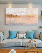 Load image into Gallery viewer, Gold Pink Abstract Art Yellow Painting Oversized Modern Wall Art Op013