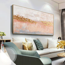 Load image into Gallery viewer, Gold Pink Abstract Art Yellow Painting Oversized Modern Wall Art Op013