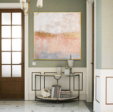 Load image into Gallery viewer, Pink Gold Gray Leaf Abstract Painting on Canvas Op026