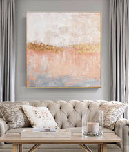 Load image into Gallery viewer, Pink Gold Gray Leaf Abstract Painting on Canvas Op026
