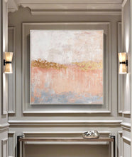 Load image into Gallery viewer, Pink Gold Gray Leaf Abstract Painting on Canvas Op026