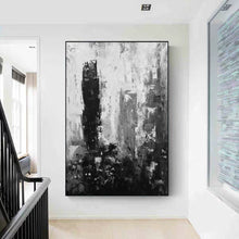 Load image into Gallery viewer, Black White Gray Abstract Painting Original Large Acrylic Painting Yp016