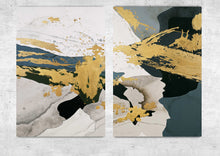 Load image into Gallery viewer, Green Gold Black White Abstract Painting on Canvas Home Office Bedroom Np026