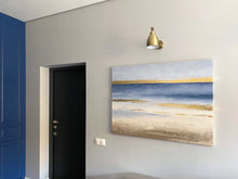 Load image into Gallery viewer, Abstract Landscape Sunset Sunrise Gray Blue Gold Painting on Canvas Np024