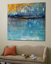 Load image into Gallery viewer, Oversized Living Room Painting Blue Yellow Modern Abstract Painting Bp036