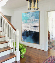Load image into Gallery viewer, Blue Abstract Art Canvas Grey Wall Painting Cp024