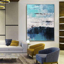 Load image into Gallery viewer, Blue Abstract Art Canvas Grey Wall Painting Cp024