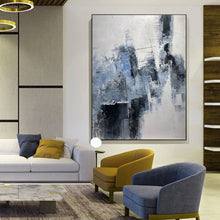 Load image into Gallery viewer, Grey Wall Painting Extra Large Blue Abstract Painting Cp013