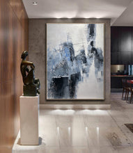 Load image into Gallery viewer, Grey Wall Painting Extra Large Blue Abstract Painting Cp013