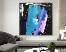 Load image into Gallery viewer, Black Blue Pink Abstract Acrylic Painting Large Canvas Art Cp002