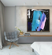 Load image into Gallery viewer, Black Blue Pink Abstract Acrylic Painting Large Canvas Art Cp002