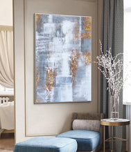 Load image into Gallery viewer, Gray White Gold Abstract Painting on Canvas Texture Art Canvas Cp025