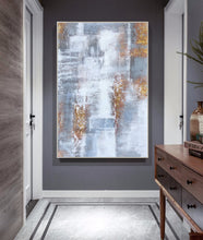 Load image into Gallery viewer, Gray White Gold Abstract Painting on Canvas Texture Art Canvas Cp025