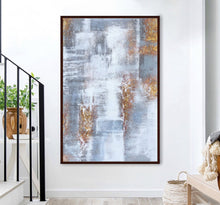 Load image into Gallery viewer, Gray White Gold Abstract Painting on Canvas Texture Art Canvas Cp025