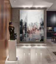 Load image into Gallery viewer, Large Gray Painting Abstract City Painting Black and White Painting Op069