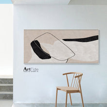 Load image into Gallery viewer, Black And White Abstract Painting Beige Canvas Art Qp103