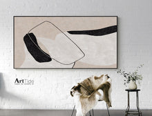 Load image into Gallery viewer, Black And White Abstract Painting Beige Canvas Art Qp103