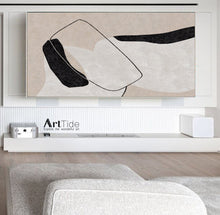 Load image into Gallery viewer, Black And White Abstract Painting Beige Canvas Art Qp103