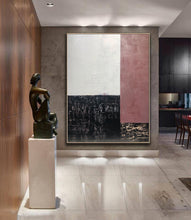 Load image into Gallery viewer, Black and White Painting on Canvas Iron Red Wall Art Op052