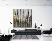 Load image into Gallery viewer, Black White Gold Abstract Painting Large Acrylic Painting Np119