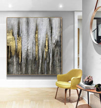 Load image into Gallery viewer, Black White Gold Abstract Painting Large Acrylic Painting Np119