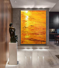 Load image into Gallery viewer, Beach Sunset Painting Orange Abstract Landscape Op053