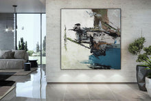 Load image into Gallery viewer, Blue White Brown Abstract Painting on Canvas Pallette Knife Painting YP033