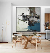 Load image into Gallery viewer, Blue White Brown Abstract Painting on Canvas Pallette Knife Painting YP033