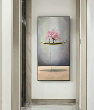 Load image into Gallery viewer, Peach Blossom Tree Painting Sailboat Painting Wall Art Np063
