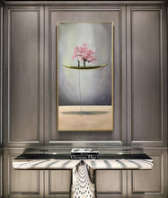 Load image into Gallery viewer, Peach Blossom Tree Painting Sailboat Painting Wall Art Np063