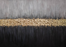 Load image into Gallery viewer, Gold Leaf Painting Gray Black Textured Painting on Canvas Kp069