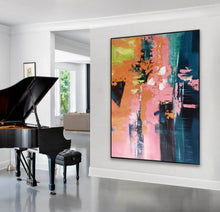 Load image into Gallery viewer, Deep Blue Orange Abstract Acrylic Painting Pink Abstract Painting Cp005