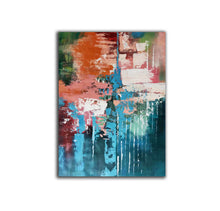 Load image into Gallery viewer, Deep Green Blue Orange Abstract Acrylic Painting Extra Large Wall Art Canvas Cp003