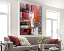 Load image into Gallery viewer, Red Grey Abstract Painting on Canvas Original Abstract Acrylic Painting Np107