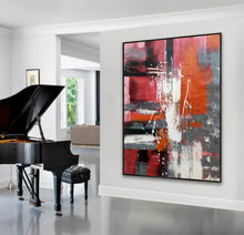 Load image into Gallery viewer, Red Grey Abstract Painting on Canvas Original Abstract Acrylic Painting Np107