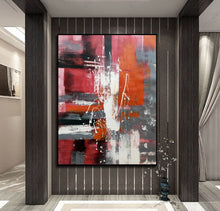 Load image into Gallery viewer, Red Grey Abstract Painting on Canvas Original Abstract Acrylic Painting Np107
