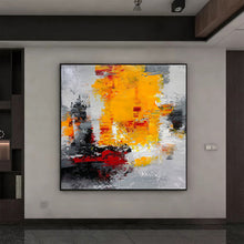 Load image into Gallery viewer, Large Yellow Gray Red Abstract Painting Oversize Wall Art Cp019