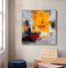 Load image into Gallery viewer, Large Yellow Gray Red Abstract Painting Oversize Wall Art Cp019
