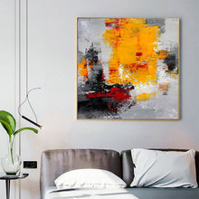 Load image into Gallery viewer, Large Yellow Gray Red Abstract Painting Oversize Wall Art Cp019