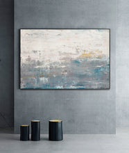Load image into Gallery viewer, Blue Gray Abstract Painting on Canvas Yellow Painting Op060