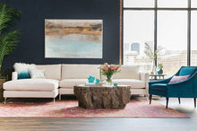 Load image into Gallery viewer, Blue Seascape Painting Yellow Painting Teal Ocean Art Op095